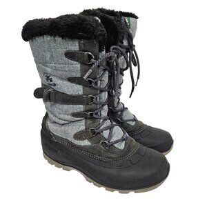 Kamik Snovalley 2 Gray/Black Faux Fur Lined Winter Lace Up Snow Boot 8